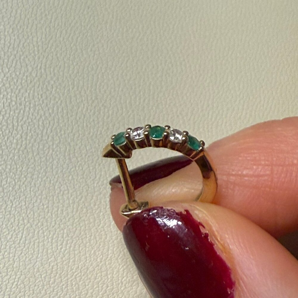 emerald DIAMOND SOLID GOLD earrings